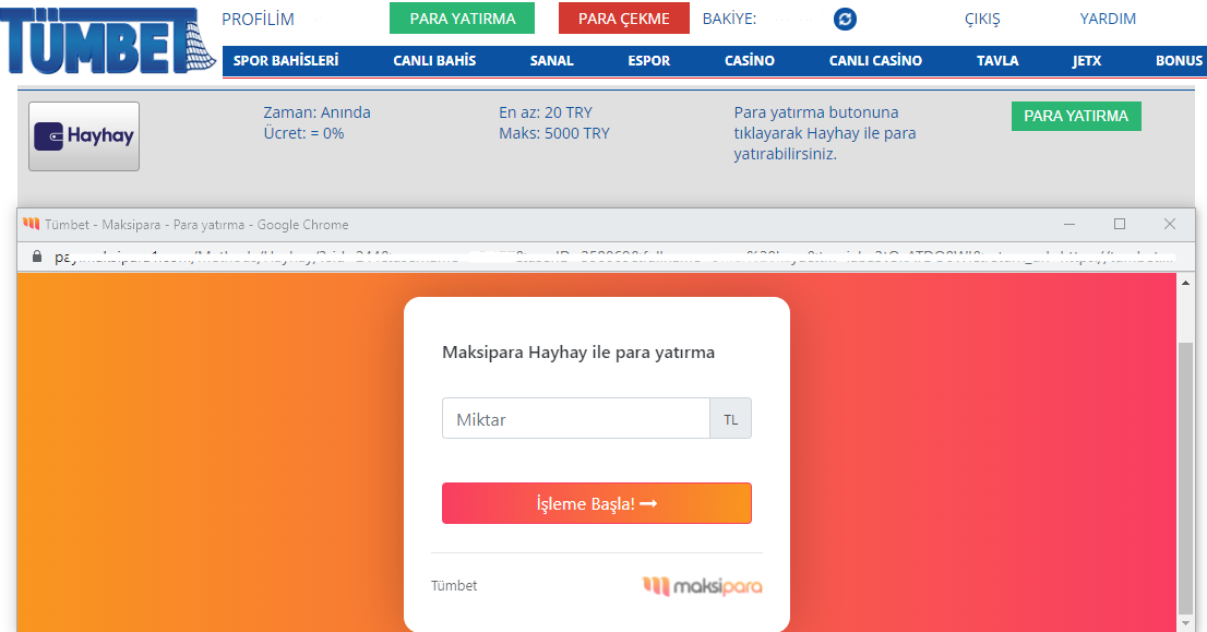 Tumbet Hayhay ile Para Yatırma