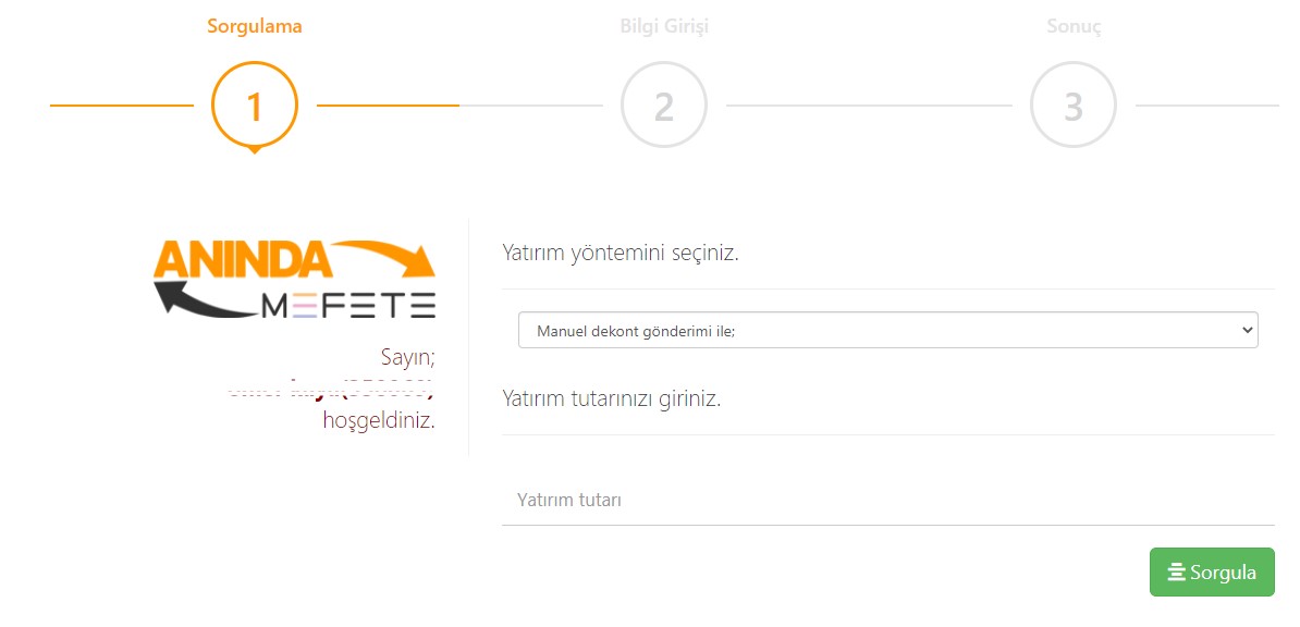 Tümbet Manuel Mefete ile Para Yatırma 1 .Adım